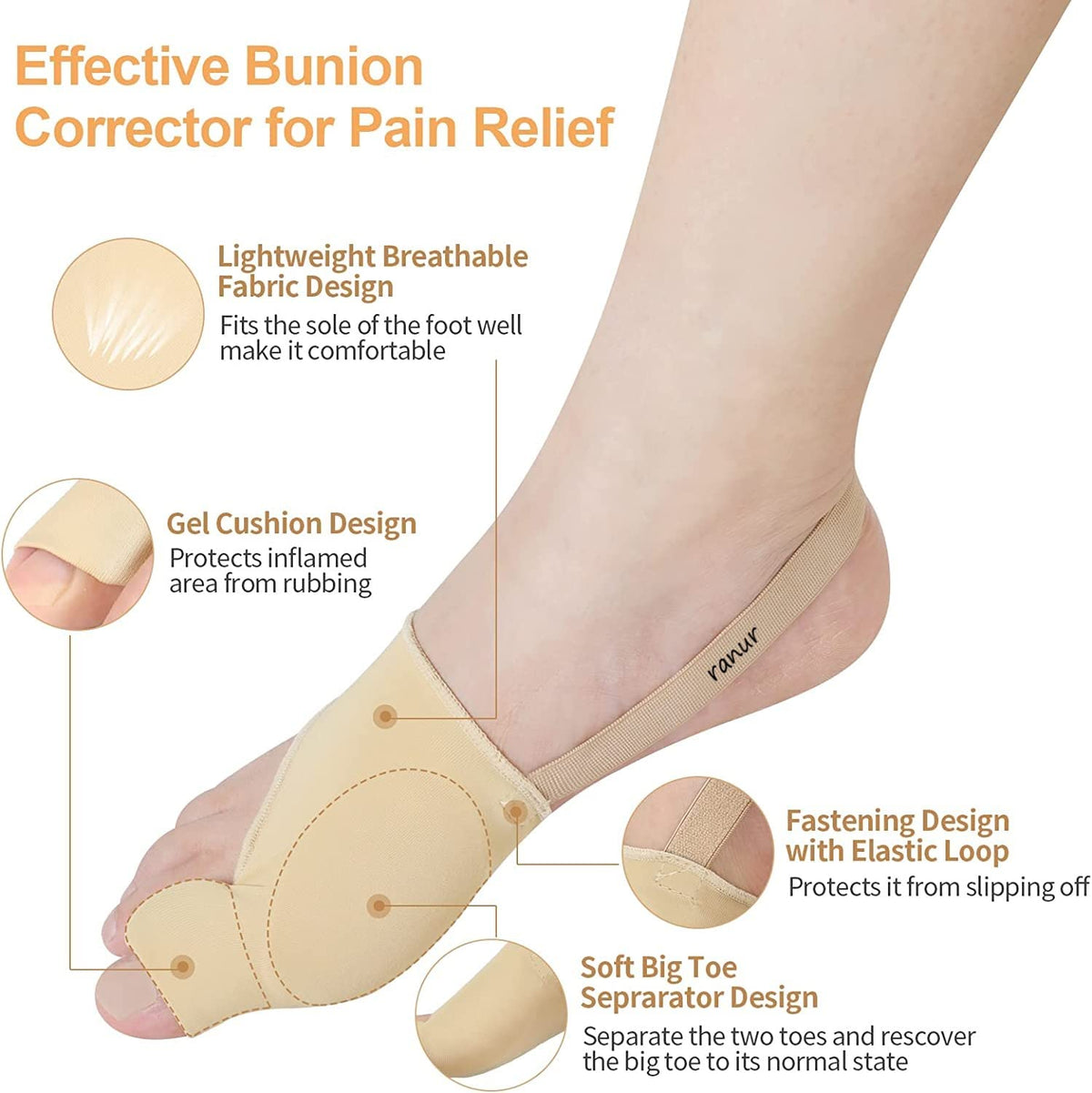 Bunion Corrector Socks with Toe Separator | Soft Gel Foot Support & Toe Alignment Sleeves