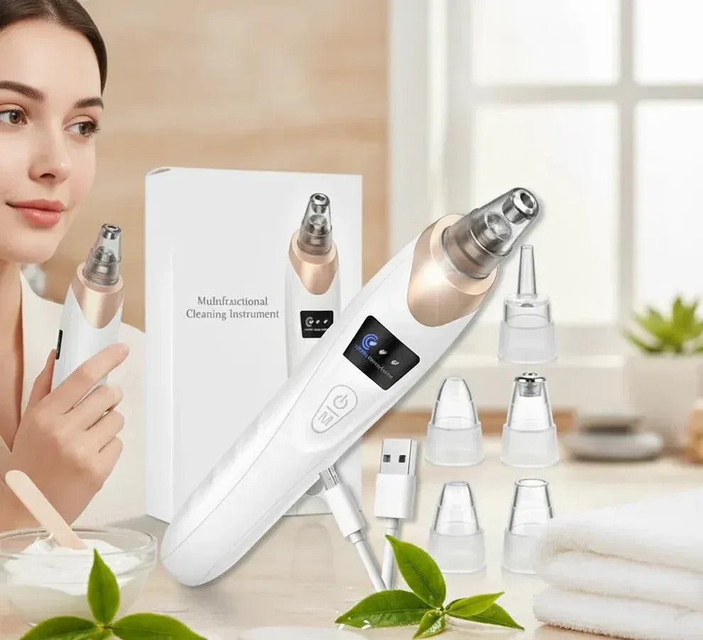 Electric Blackhead Remover – Vacuum Pore Cleaner with 5 Suction Heads