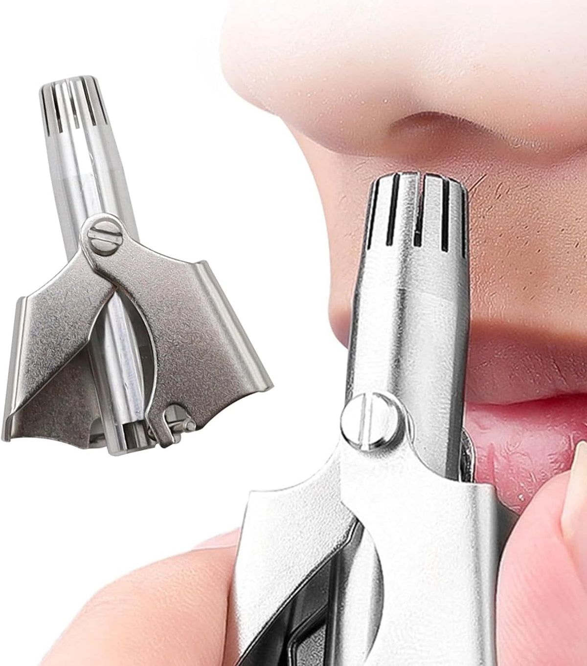 Stainless Steel Manual Nose Hair Trimmer | 6-Teeth Precision Grooming Tool