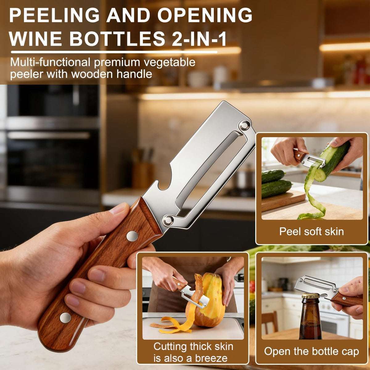 3-in-1 Multi-Functional Kitchen Peeler | Vegetable Peeler, Knife & Bottle Opener