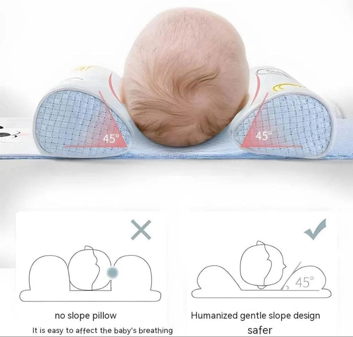 Adjustable Baby Sleep Support Pillow | Anti-Roll Cushion & Infant Neck Support Positioner