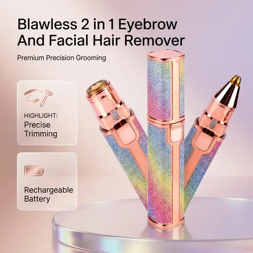 2-in-1 USB Rechargeable Eyebrow Trimmer & Facial Hair Remover (HX-203B)