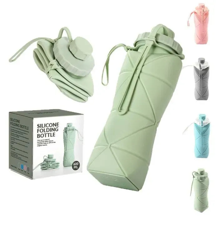 600ml Foldable Silicone Water Bottle | Collapsible Reusable Travel Bottle