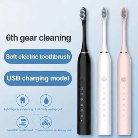 X-3 Sonic Rechargeable Electric Toothbrush with 2 Extra Brush Heads