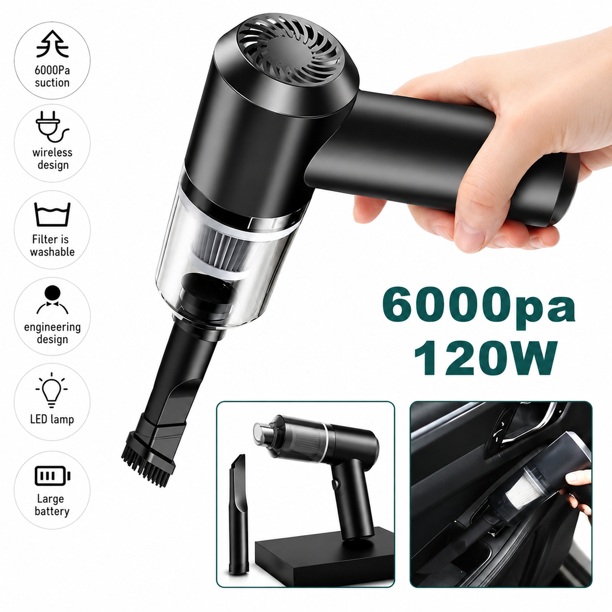 3-in-1 Portable Cordless Vacuum Cleaner | Compact Handheld Dust Cleaner