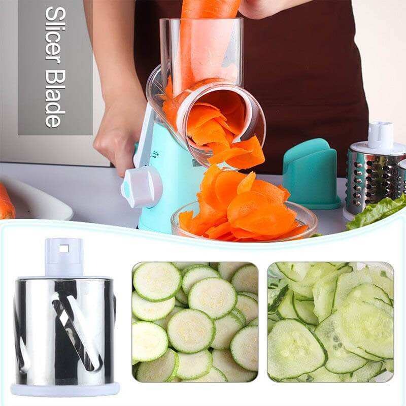 Multifunctional Hand Crank Vegetable Cutter | 3-Blade Kitchen Grater & Slicer