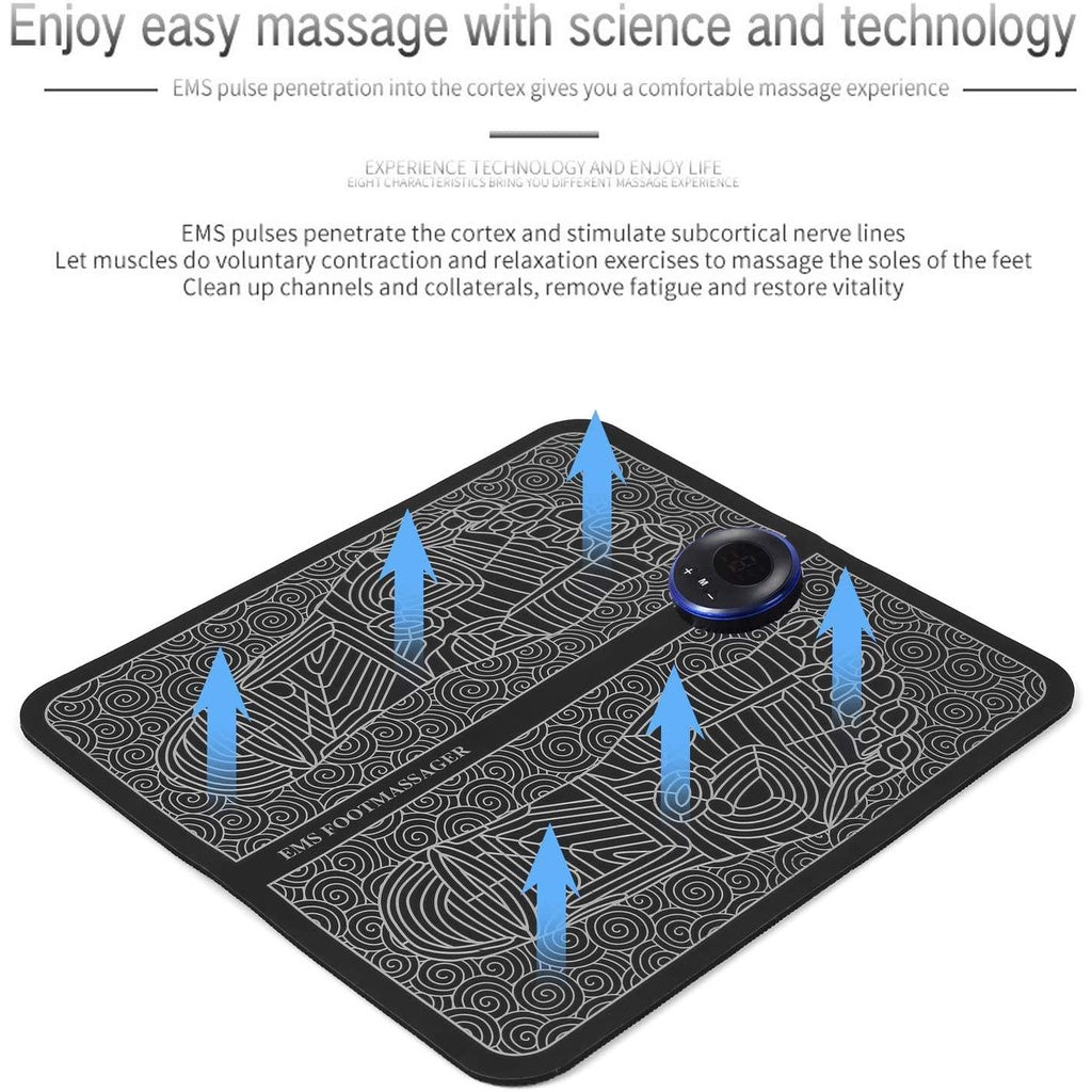 EMS Foot Massager Mat – Electric Foot Massage Pad with 9 Intensity Levels & 6 Modes