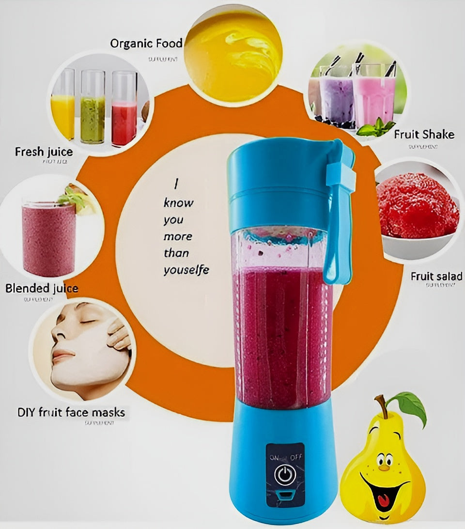 Portable 6-Blade Rechargeable Juicer Blender 380ml | Mini Smoothie & Juice Make
