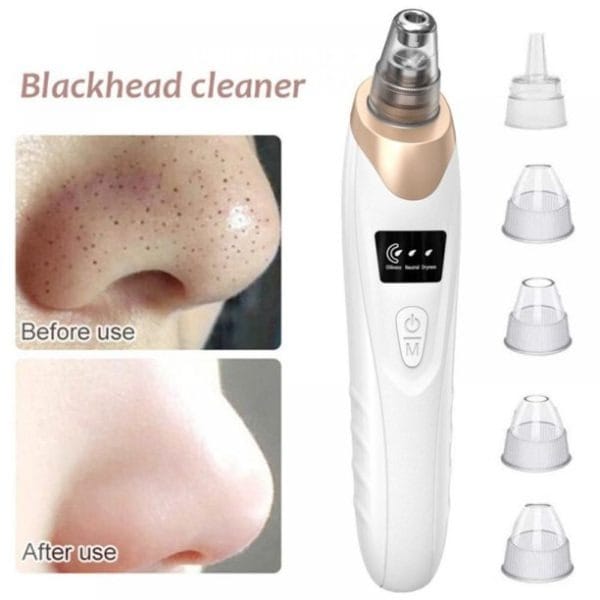 Electric Blackhead Remover – Vacuum Pore Cleaner with 5 Suction Heads