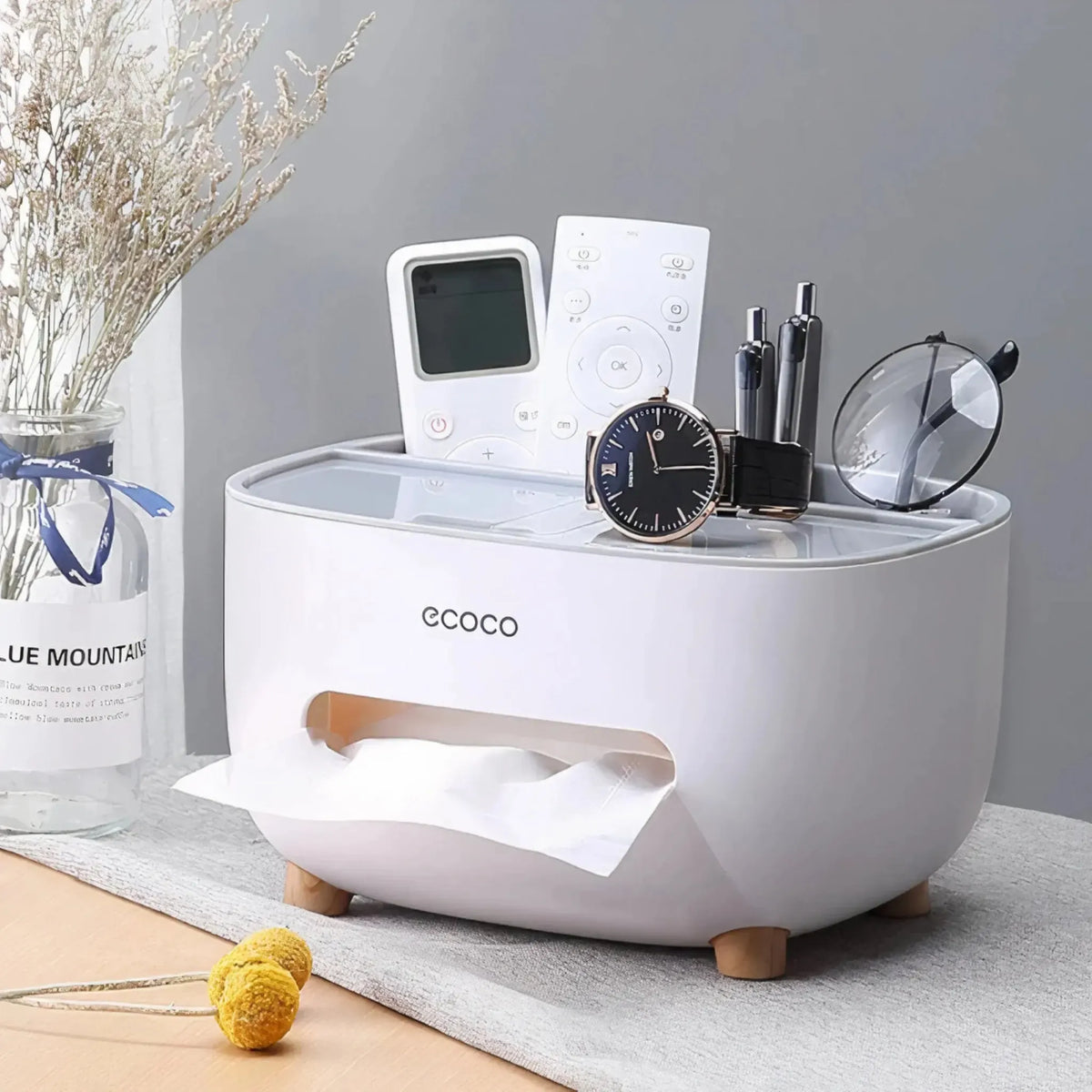 Ecoco Multifunctional Tissue Box with Storage Drawer & Organizer