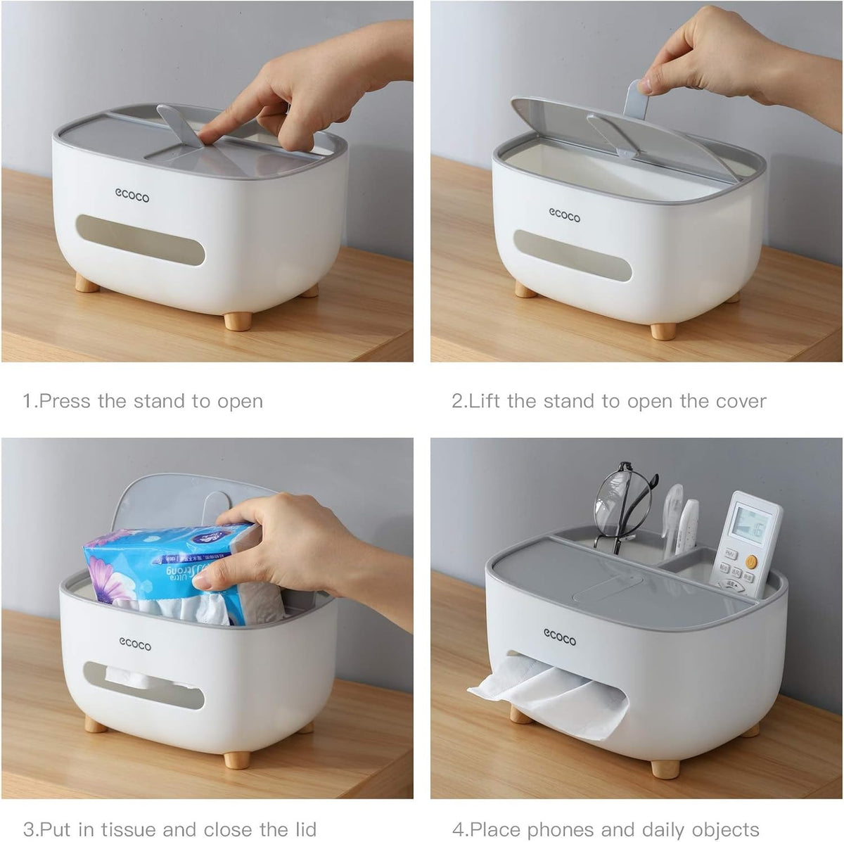 Ecoco Multifunctional Tissue Box with Storage Drawer & Organizer