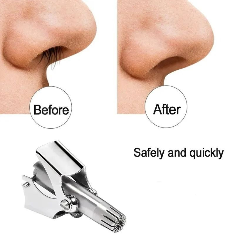 Stainless Steel Manual Nose Hair Trimmer | 6-Teeth Precision Grooming Tool