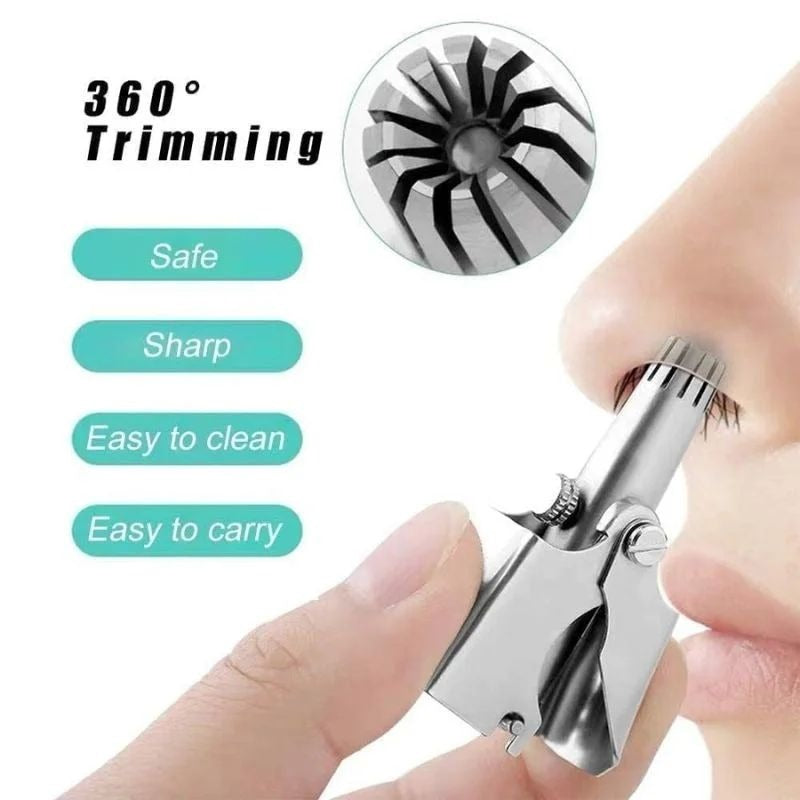 Stainless Steel Manual Nose Hair Trimmer | 6-Teeth Precision Grooming Tool