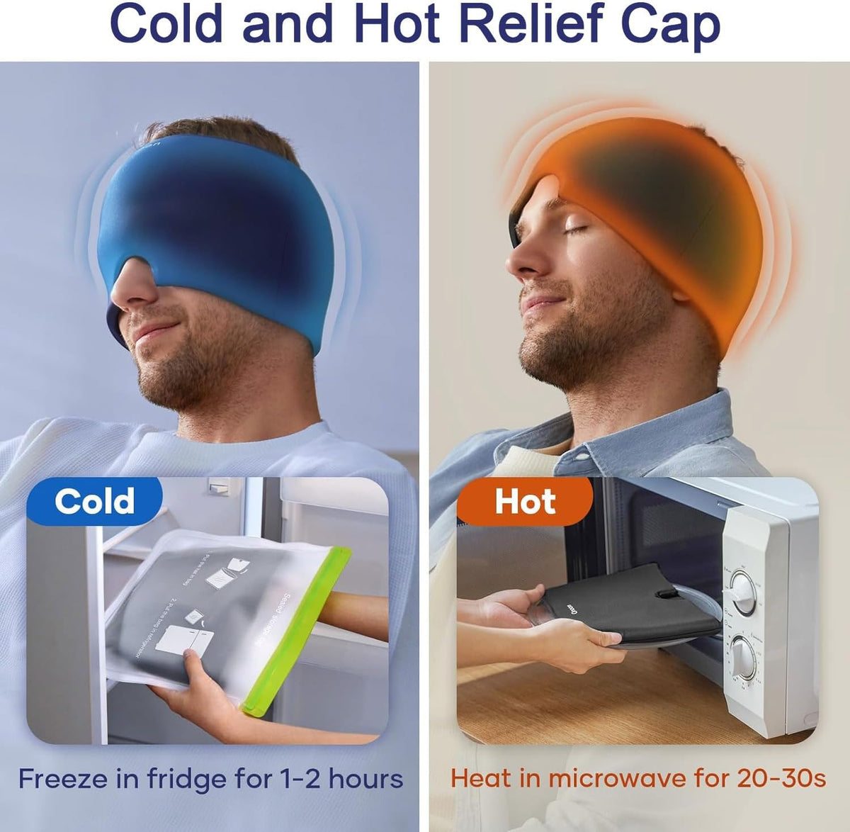 Reusable Migraine Relief Cap | Hot & Cold Gel Headache Therapy Cap with Storage Box