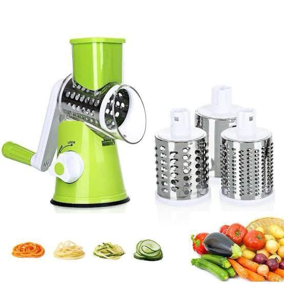 Multifunctional Hand Crank Vegetable Cutter | 3-Blade Kitchen Grater & Slicer