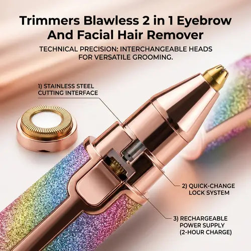 2-in-1 USB Rechargeable Eyebrow Trimmer & Facial Hair Remover (HX-203B)