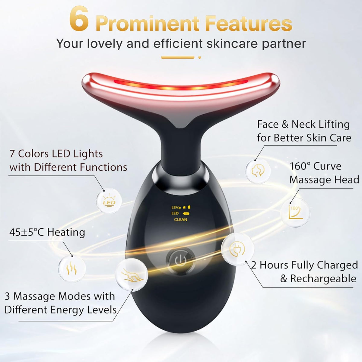 Rechargeable Electric Face Massager – 3 Modes 45°C Facial Beauty & Skin Care Device
