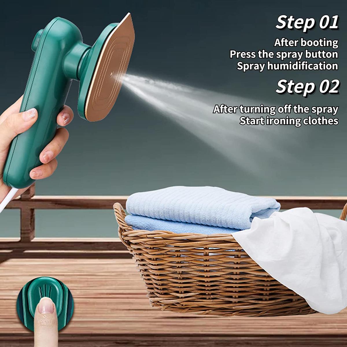 Portable Mini Steam Iron with Spray – Travel Clothes Iron for Home & Travel
