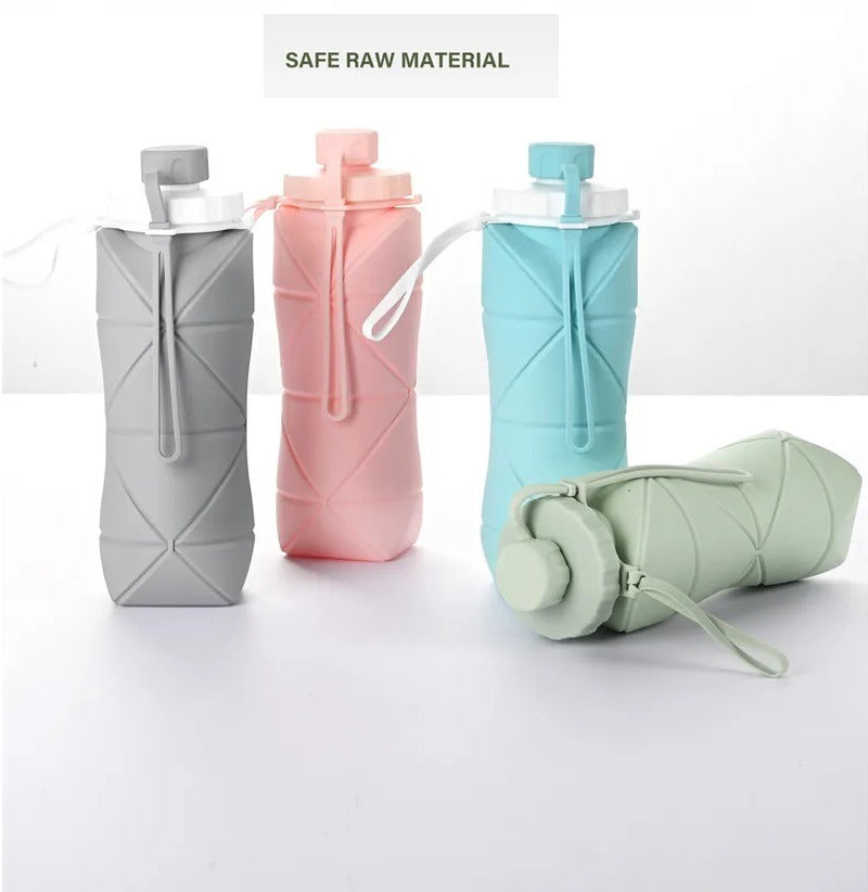 600ml Foldable Silicone Water Bottle | Collapsible Reusable Travel Bottle