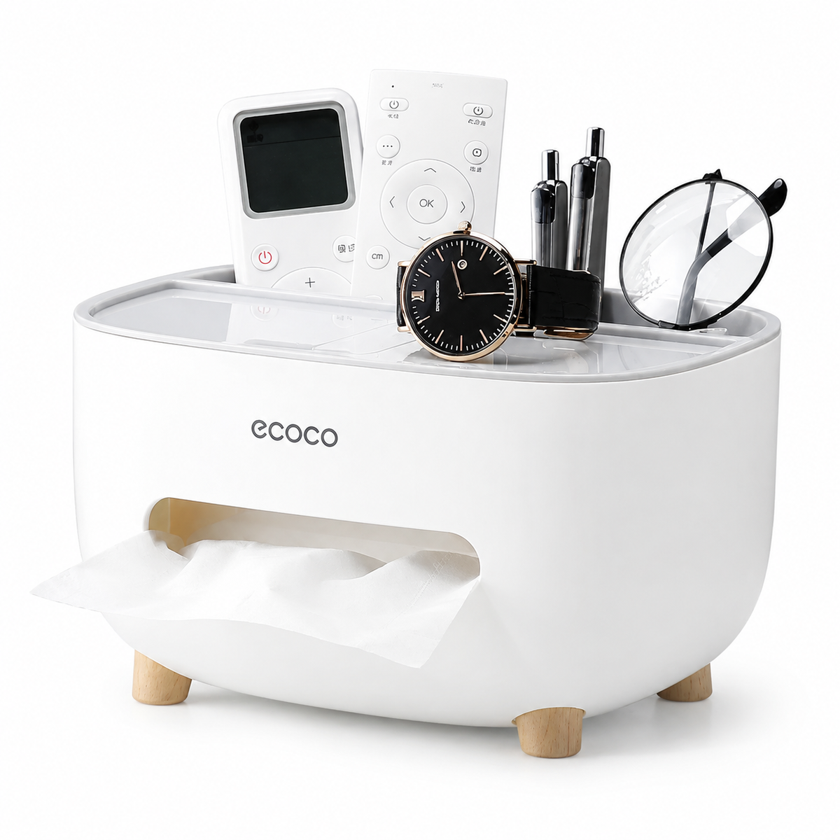 Ecoco Multifunctional Tissue Box with Storage Drawer & Organizer