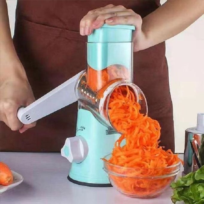 Multifunctional Hand Crank Vegetable Cutter | 3-Blade Kitchen Grater & Slicer